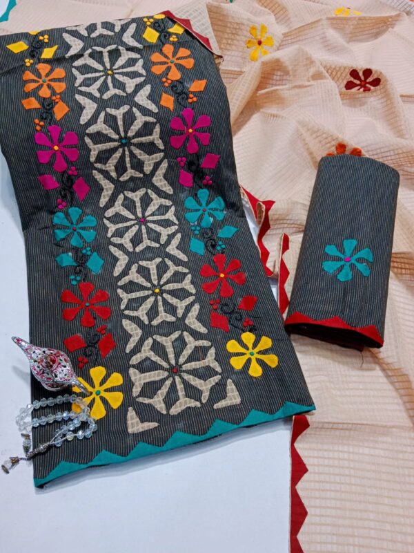 Applic Work Khadi Lawn 3 Piece - Image 4