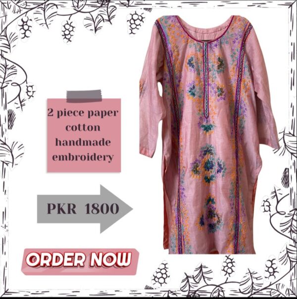 Paper Cotton Handmade Embroidery 2 Piece