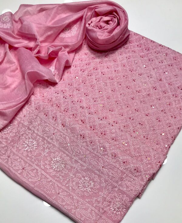 Chickankari & Sitara Work Fully Embroidered 3 Piece - Image 2