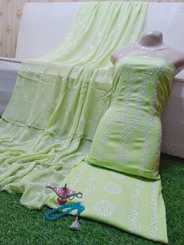 Chikankari with Jaal Dupatta Hand work Embroidery 3 Piece - Image 7