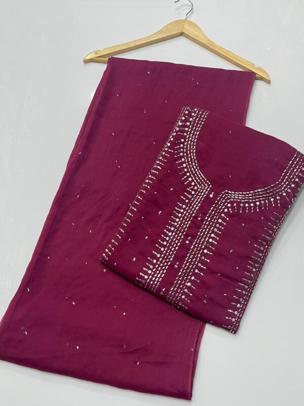 Muqaish on Bamber Chiffon 3 Pcs - Image 6