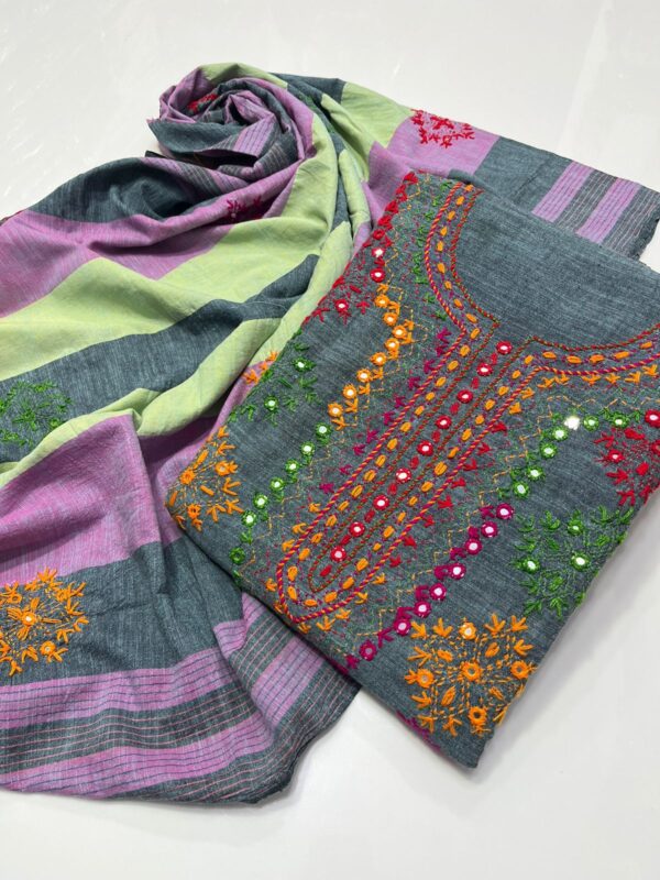 Karandi Khadi Embroidery 3 Pcs - Image 2