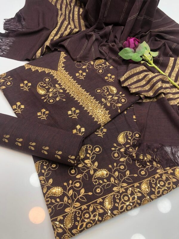 Khaddar Jaal Embroidery 3 Pcs - Image 3