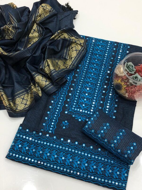 Jacquard Gala Daman Embroidery 3 Pcs - Image 2